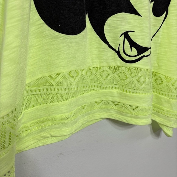 Disney Minnie Mouse Cutesy Floral Lace Neon Green Tank Top Size XXL - Picture 3 of 4